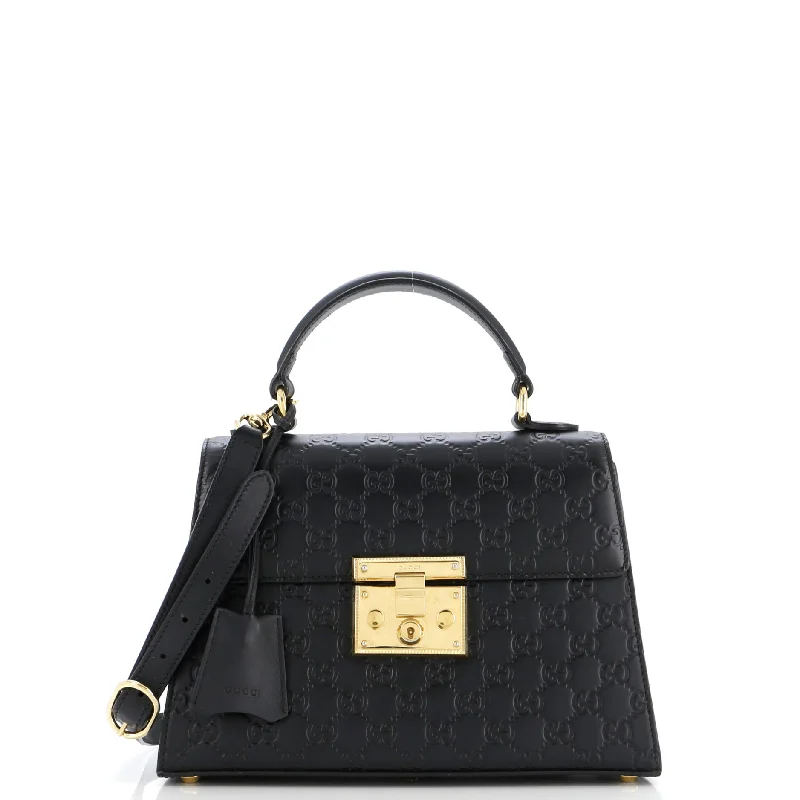 Padlock Top Handle Bag Guccissima Leather Small
