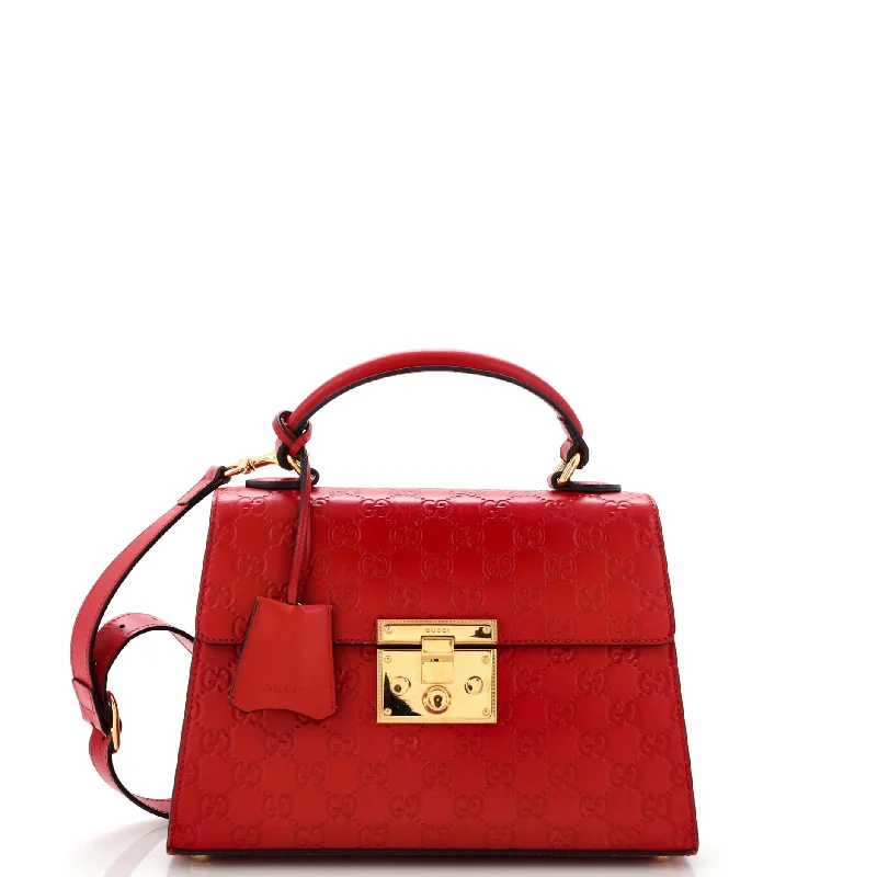 Women's Shoulder Bag with Adjustable Strap in Pink for ComfortPadlock Top Handle Bag Guccissima Leather Small