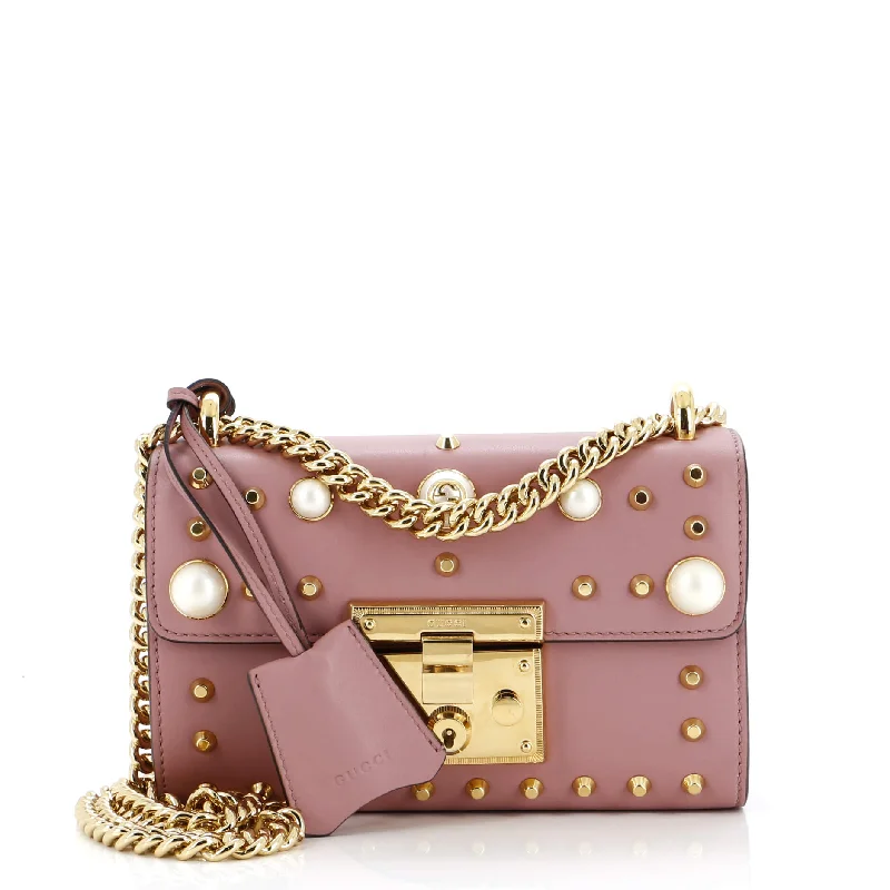 Pearly Padlock Shoulder Bag Studded Leather Small