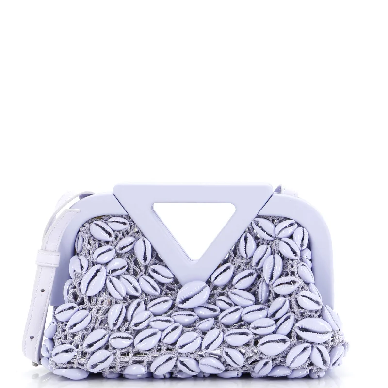 Women's Shoulder Bag with Floral Embroidery in Purple for Spring WalksPoint Shoulder Bag Shell Embellished Crochet Small Women's Shoulder Bag with Floral Embroidery in Purple for Spring WalksPoint Shoulder Bag Shell Embellished Crochet Small