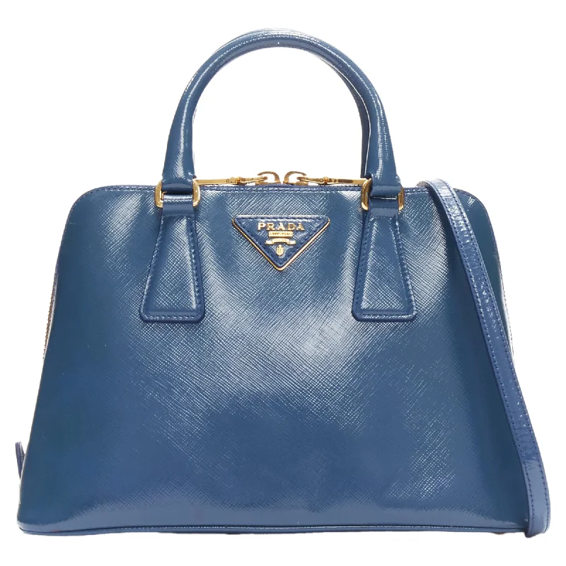 Women's Tote Bag with Inner Compartments in Gray for Organizing Everyday EssentialsPrada Promenade Vernice Saffiano Leather Triangle Logo Top Handle Tote Bag Women's Tote Bag with Inner Compartments in Gray for Organizing Everyday EssentialsPrada Promenade Vernice Saffiano Leather Triangle Logo Top Handle Tote Bag