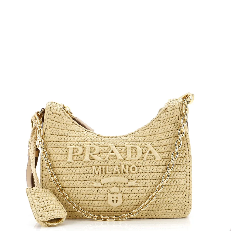 Metallic Shoulder Bag in Gold for Special OccasionsRe-Edition 2000 Shoulder Bag Raffia Mini Metallic Shoulder Bag in Gold for Special OccasionsRe-Edition 2000 Shoulder Bag Raffia Mini