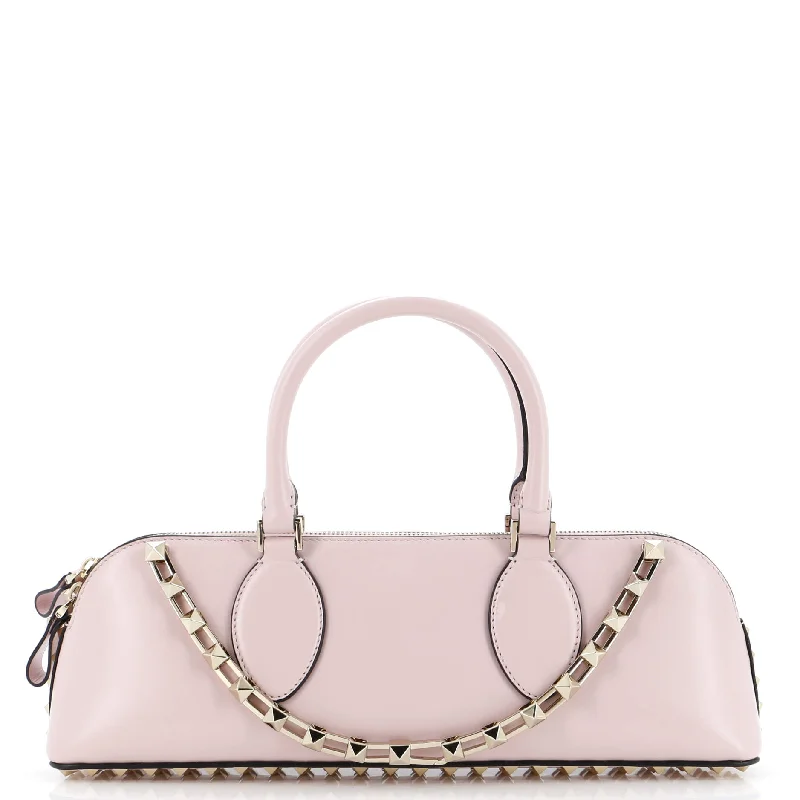 Women's Shoulder Bag with Floral Embroidery in Purple for Spring WalksRockstud Zip Up Top Handle Bag Leather East West Women's Shoulder Bag with Floral Embroidery in Purple for Spring WalksRockstud Zip Up Top Handle Bag Leather East West