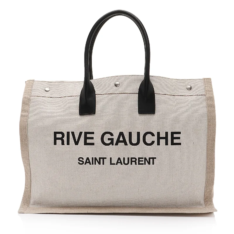 Women's Printed Tote Bag in Floral Patterns for a Spring - Themed Shopping TripSaint Laurent Canvas Calfskin Rive Gauche Large Tote Women's Printed Tote Bag in Floral Patterns for a Spring - Themed Shopping TripSaint Laurent Canvas Calfskin Rive Gauche Large Tote