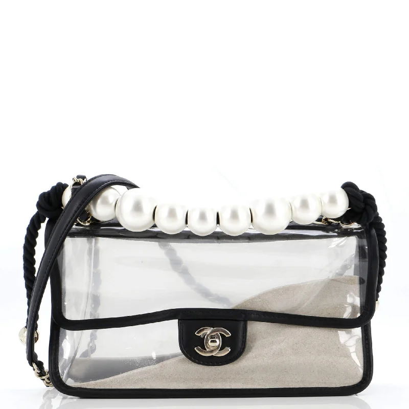 Sand By The Sea Pearl Flap Bag PVC with Lambskin Medium
