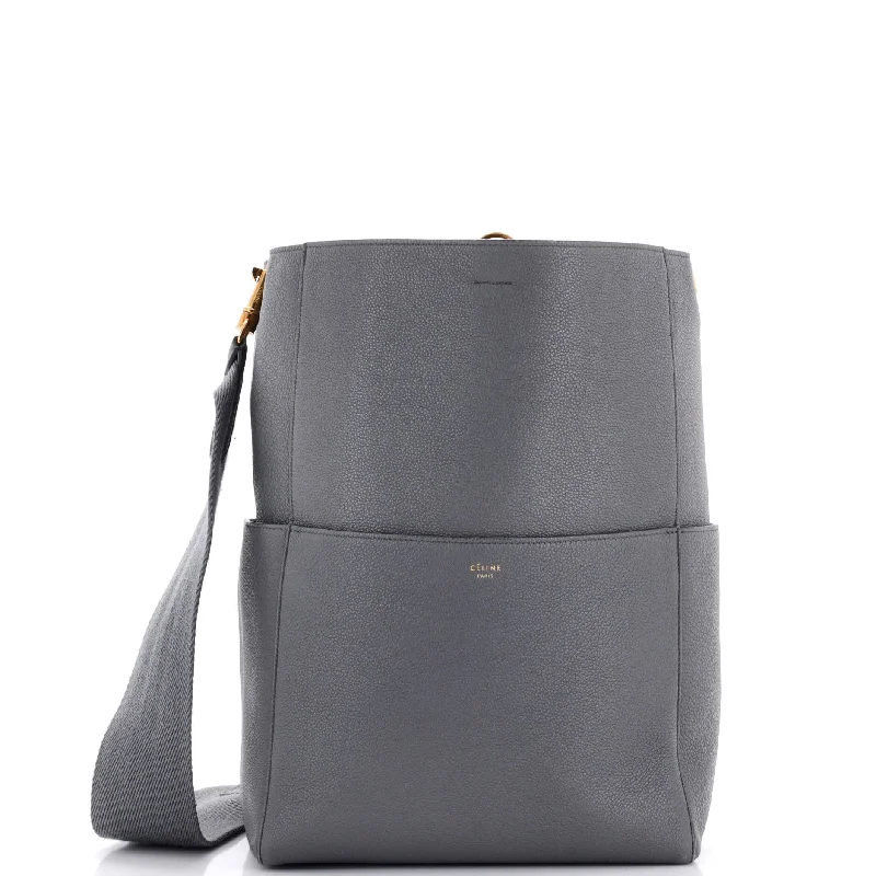 Vegan Leather Shoulder Bag in Gray for Ethical Fashion LoversSangle Seau Bag Calfskin Large Vegan Leather Shoulder Bag in Gray for Ethical Fashion LoversSangle Seau Bag Calfskin Large