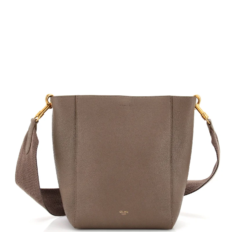 Crossbody Shoulder Bag in Black Leather with Gold Hardware for Night OutsSangle Seau Bag Calfskin Small Crossbody Shoulder Bag in Black Leather with Gold Hardware for Night OutsSangle Seau Bag Calfskin Small
