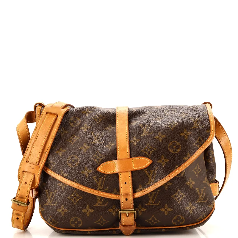 Crossbody Shoulder Bag in Black Leather with Gold Hardware for Night OutsSaumur Handbag Monogram Canvas 30 Crossbody Shoulder Bag in Black Leather with Gold Hardware for Night OutsSaumur Handbag Monogram Canvas 30