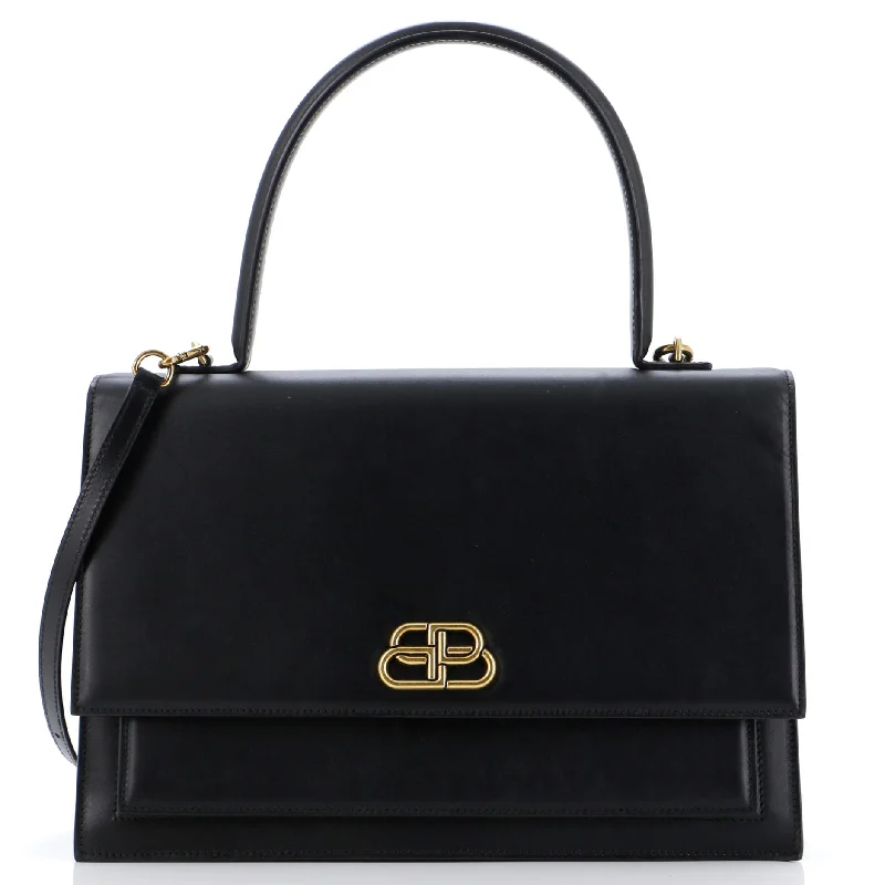 Sharp Top Handle Bag Leather Large