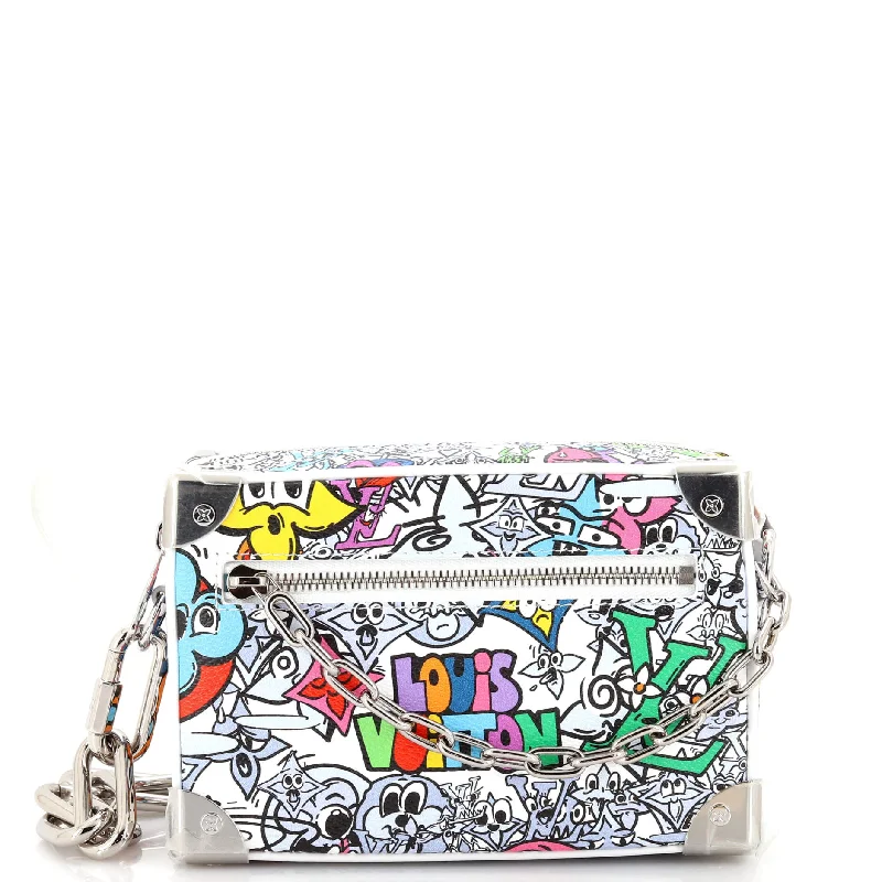 Women's Shoulder Bag with Floral Embroidery in Purple for Spring WalksSoft Trunk Bag Limited Edition Monogram Comics Canvas Mini Women's Shoulder Bag with Floral Embroidery in Purple for Spring WalksSoft Trunk Bag Limited Edition Monogram Comics Canvas Mini