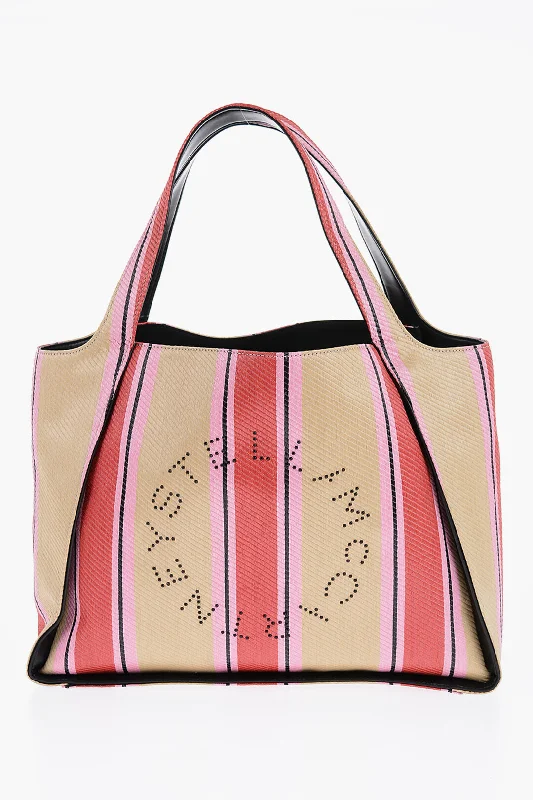 Metallic Tote Bag in Rose Gold with Chain Handles for a Glamorous Night OutStella Mccartney Striped Raffia Tote Bag Metallic Tote Bag in Rose Gold with Chain Handles for a Glamorous Night OutStella Mccartney Striped Raffia Tote Bag