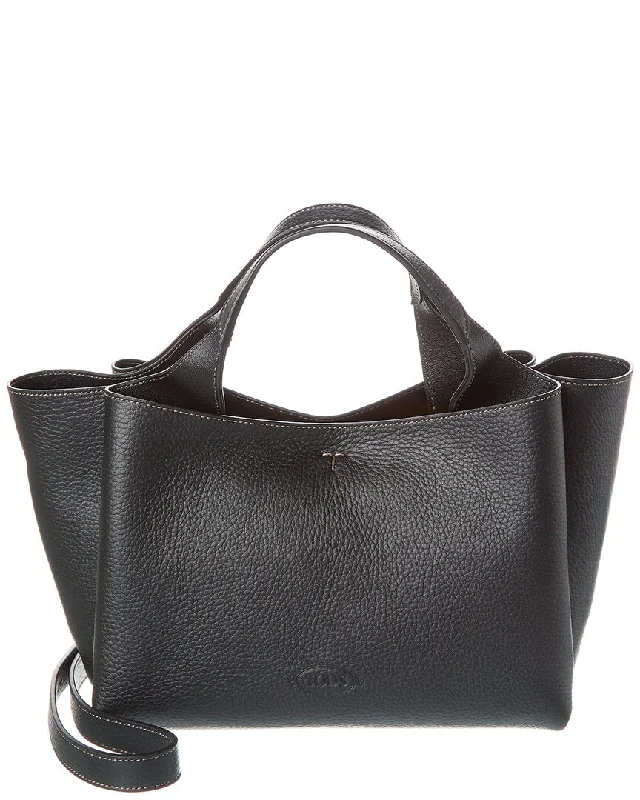 Women's Tote Bag with Magnetic Closure in Orange for Easy Access on the GoTOD’s T Timeless Pendant Mini Leather Tote Women's Tote Bag with Magnetic Closure in Orange for Easy Access on the GoTOD’s T Timeless Pendant Mini Leather Tote