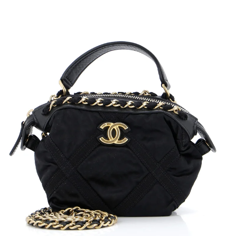 Women's Shoulder Bag with Floral Embroidery in Purple for Spring WalksTop Handle Clutch with Chain Nylon with Grosgrain Mini Women's Shoulder Bag with Floral Embroidery in Purple for Spring WalksTop Handle Clutch with Chain Nylon with Grosgrain Mini