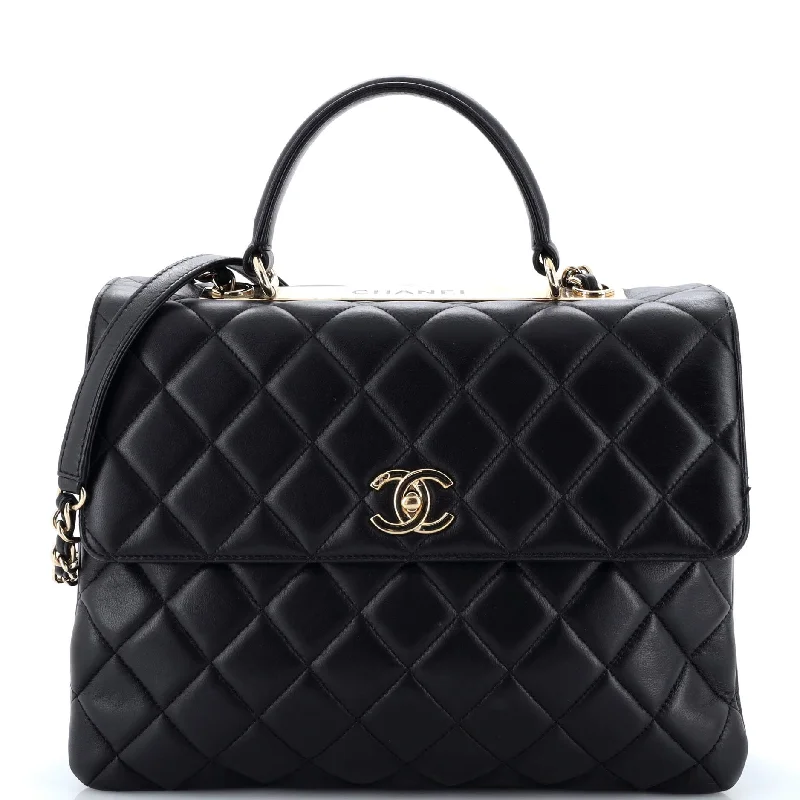 Trendy CC Top Handle Bag Quilted Lambskin Large