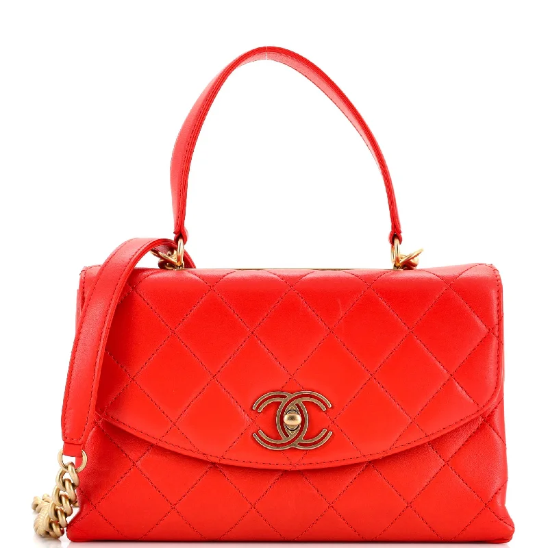 Trendy Spirit Top Handle Bag Quilted Lambskin Medium