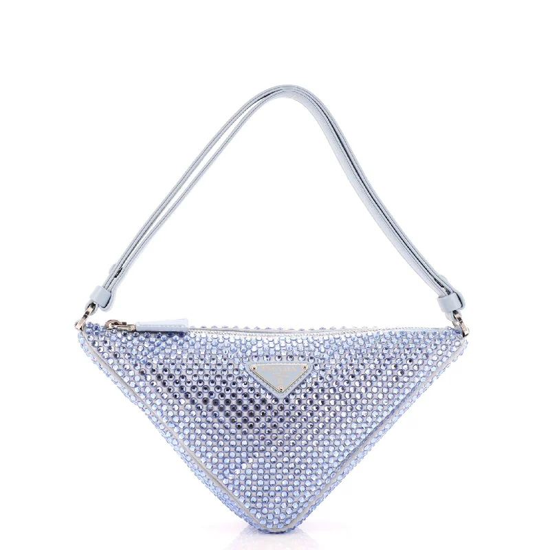 Pvc Shoulder Bag in Clear with Glitter for a Fun and Modern LookTriangle Top Handle Pouch Bag Crystal Embellished Satin Mini Pvc Shoulder Bag in Clear with Glitter for a Fun and Modern LookTriangle Top Handle Pouch Bag Crystal Embellished Satin Mini
