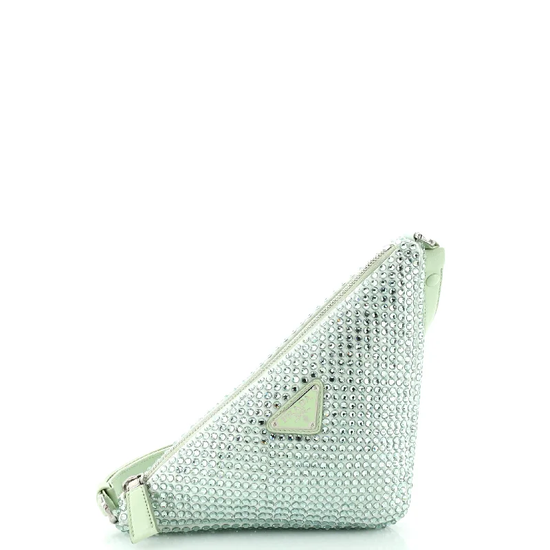 Metallic Shoulder Bag in Gold for Special OccasionsTriangle Top Handle Pouch Bag Crystal Embellished Satin Mini Metallic Shoulder Bag in Gold for Special OccasionsTriangle Top Handle Pouch Bag Crystal Embellished Satin Mini