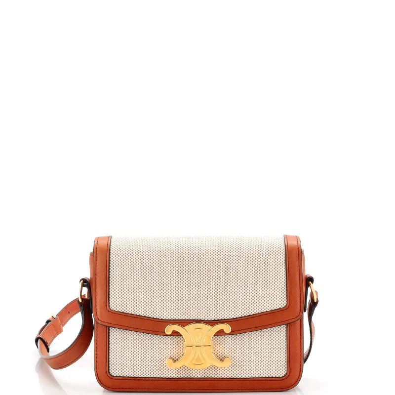 Quilted Shoulder Bag in Cream for a Classic and Elegant LookTriomphe Shoulder Bag Canvas with Leather Teen Quilted Shoulder Bag in Cream for a Classic and Elegant LookTriomphe Shoulder Bag Canvas with Leather Teen