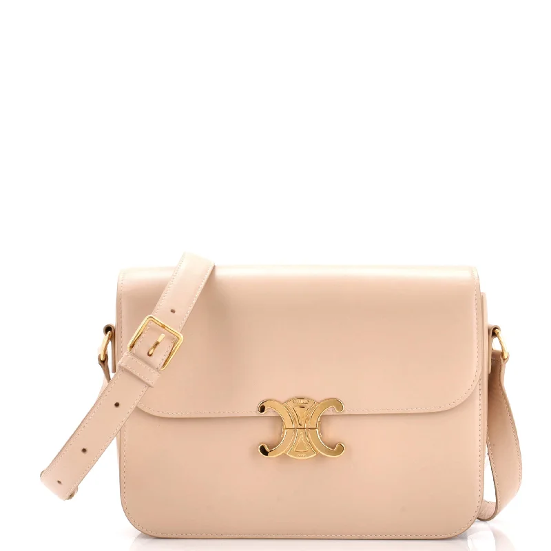Suede Shoulder Bag in Pink with Tassel Accents for Casual OutingsTriomphe Shoulder Bag Smooth Calfskin Large Suede Shoulder Bag in Pink with Tassel Accents for Casual OutingsTriomphe Shoulder Bag Smooth Calfskin Large