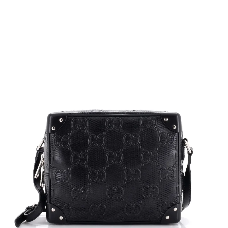 Quilted Shoulder Bag in Cream for a Classic and Elegant LookTrunk Shoulder Bag GG Embossed Leather Quilted Shoulder Bag in Cream for a Classic and Elegant LookTrunk Shoulder Bag GG Embossed Leather