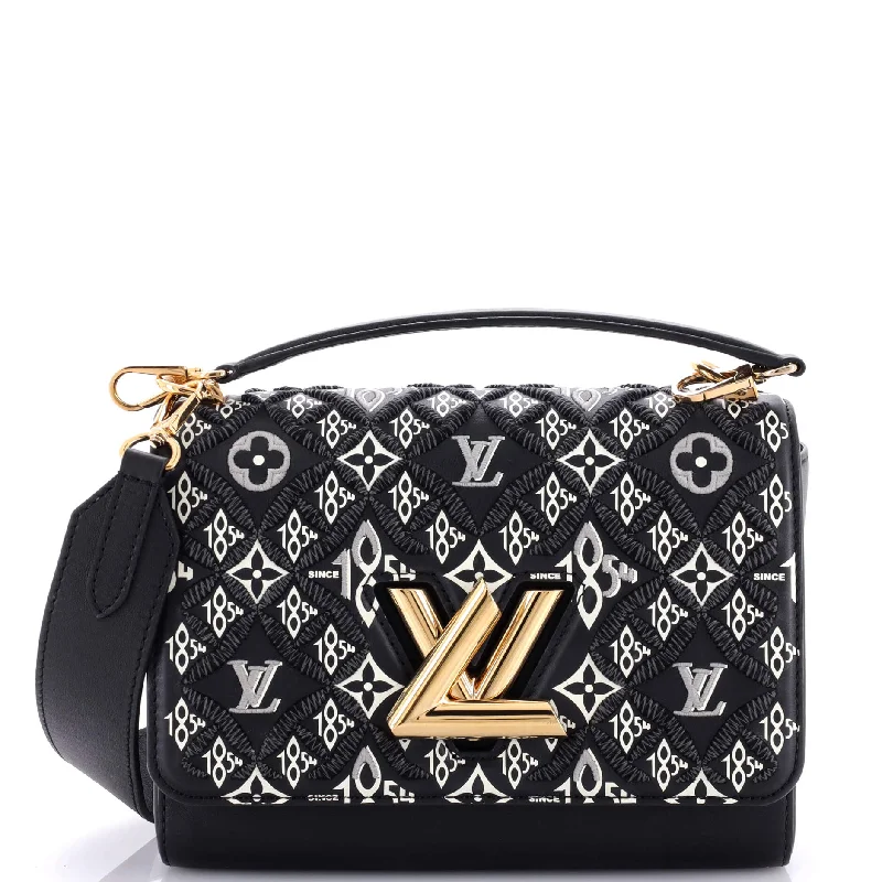 Women's Shoulder Bag with Floral Embroidery in Purple for Spring WalksTwist Handbag Limited Edition Since 1854 Monogram Jacquard MM Women's Shoulder Bag with Floral Embroidery in Purple for Spring WalksTwist Handbag Limited Edition Since 1854 Monogram Jacquard MM