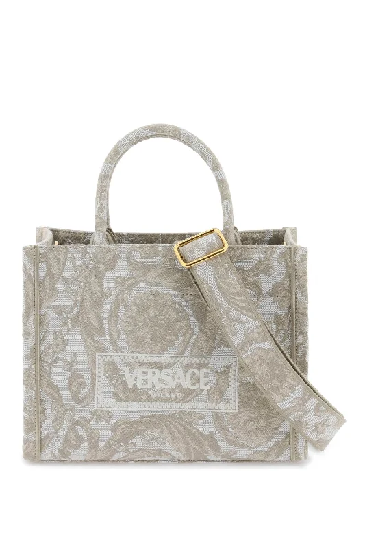 Metallic Tote Bag in Rose Gold with Chain Handles for a Glamorous Night OutVersace Athena Barocco Small Tote Bag Metallic Tote Bag in Rose Gold with Chain Handles for a Glamorous Night OutVersace Athena Barocco Small Tote Bag