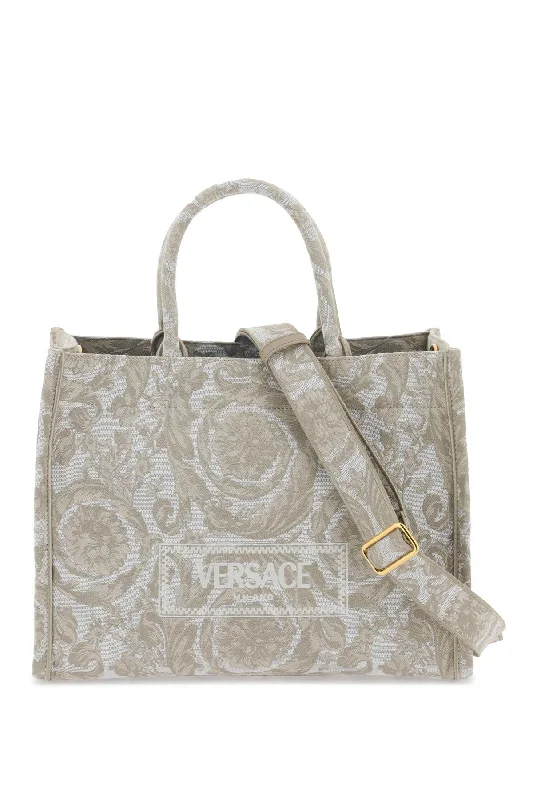 Oversized Jute Tote Bag in Natural Color with Rope Handles for a Beach VacationVersace Athena Barocco Tote Bag Oversized Jute Tote Bag in Natural Color with Rope Handles for a Beach VacationVersace Athena Barocco Tote Bag