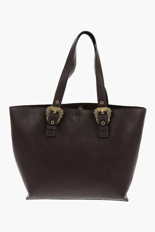 Large Capacity Genuine Leather Women's Tote Bag in Black for Work and CommutingVersace Jeans Couture Textured Faux Leather Tote Bag With Golden Buc Large Capacity Genuine Leather Women's Tote Bag in Black for Work and CommutingVersace Jeans Couture Textured Faux Leather Tote Bag With Golden Buc