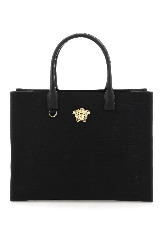 Medium - Sized Canvas Tote Bag in Navy Blue with Striped Pattern for a Nautical - Inspired LookVersace La Medusa Tote Bag Medium - Sized Canvas Tote Bag in Navy Blue with Striped Pattern for a Nautical - Inspired LookVersace La Medusa Tote Bag