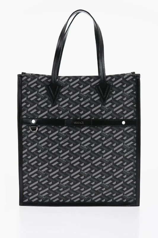 Faux Fur - Trimmed Tote Bag in White for a Cozy Winter LookVersace Leather Logoed Tote Bag With Removable Shoulder Strap
