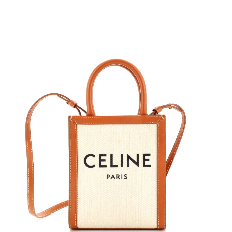 Vertical Cabas Tote Canvas with Leather Mini