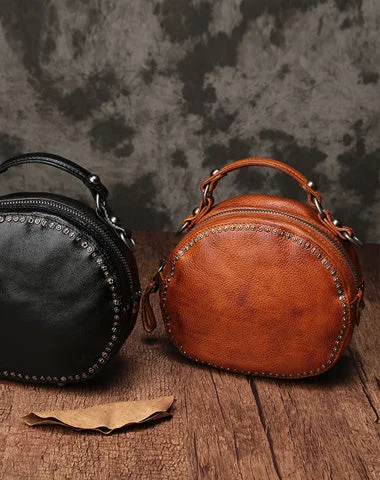 Women's Shoulder Bag with Floral Embroidery in Purple for Spring WalksVintage Brown Leather Womens Round Handbag Black Shoulder Circle Bag Purse For Women Women's Shoulder Bag with Floral Embroidery in Purple for Spring WalksVintage Brown Leather Womens Round Handbag Black Shoulder Circle Bag Purse For Women