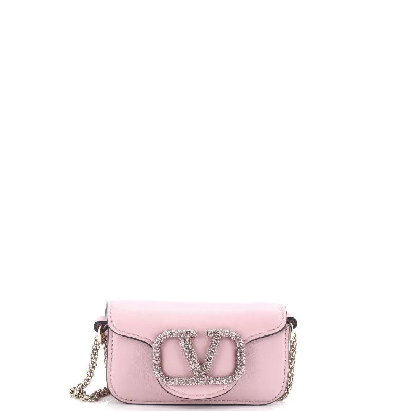 VLogo Loco Flap Shoulder Bag Leather with Crystals Micro