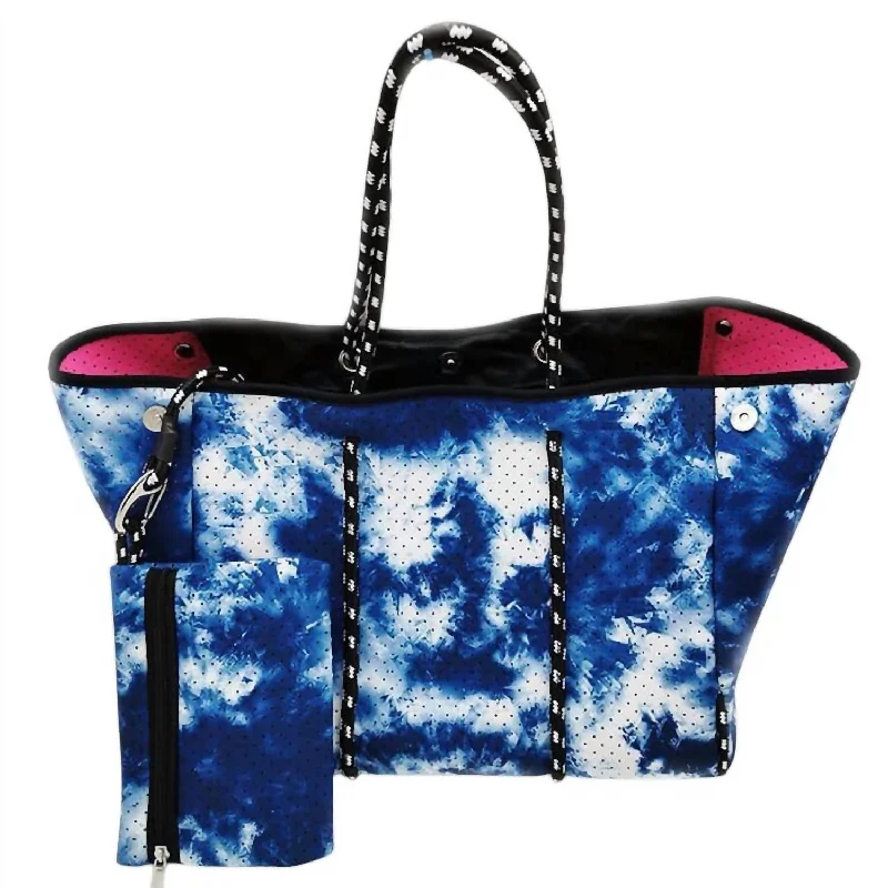 Tote Bag with RFID - Blocking Pocket in Black for Protecting Your Cards and InformationWomen's Tie Dye Neoprene Bag In Blue Tote Bag with RFID - Blocking Pocket in Black for Protecting Your Cards and InformationWomen's Tie Dye Neoprene Bag In Blue