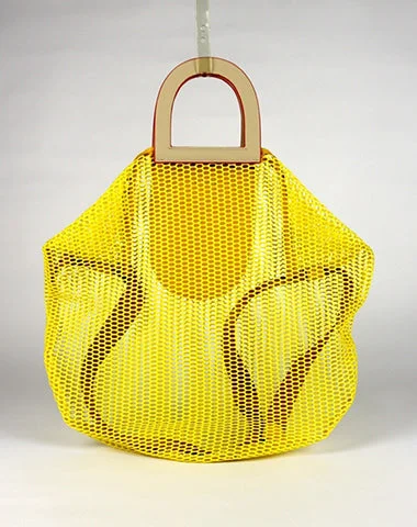 Womens Yellow Net Polyester Leather Tote Handbag Purse Polyester Tote Shoulder Bag Purse for Ladies Womens Yellow Net Polyester Leather Tote Handbag Purse Polyester Tote Shoulder Bag Purse for Ladies