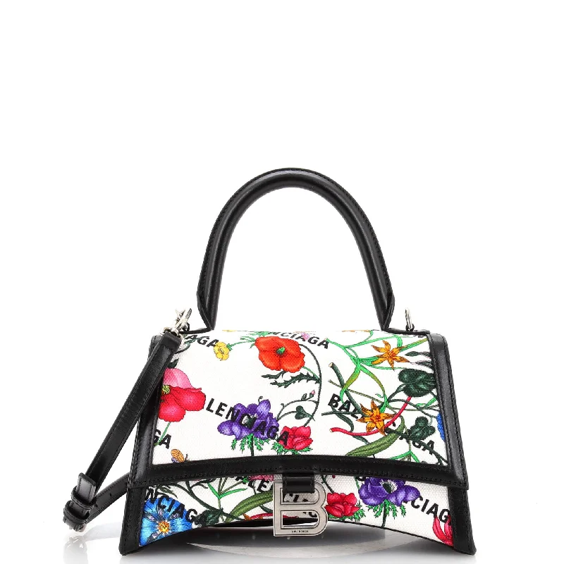 Leather Shoulder Bag with Magnetic Closure in Black for Quick Accessx Balenciaga The Hacker Project Hourglass Top Handle Bag Flora Canvas Small Leather Shoulder Bag with Magnetic Closure in Black for Quick Accessx Balenciaga The Hacker Project Hourglass Top Handle Bag Flora Canvas Small
