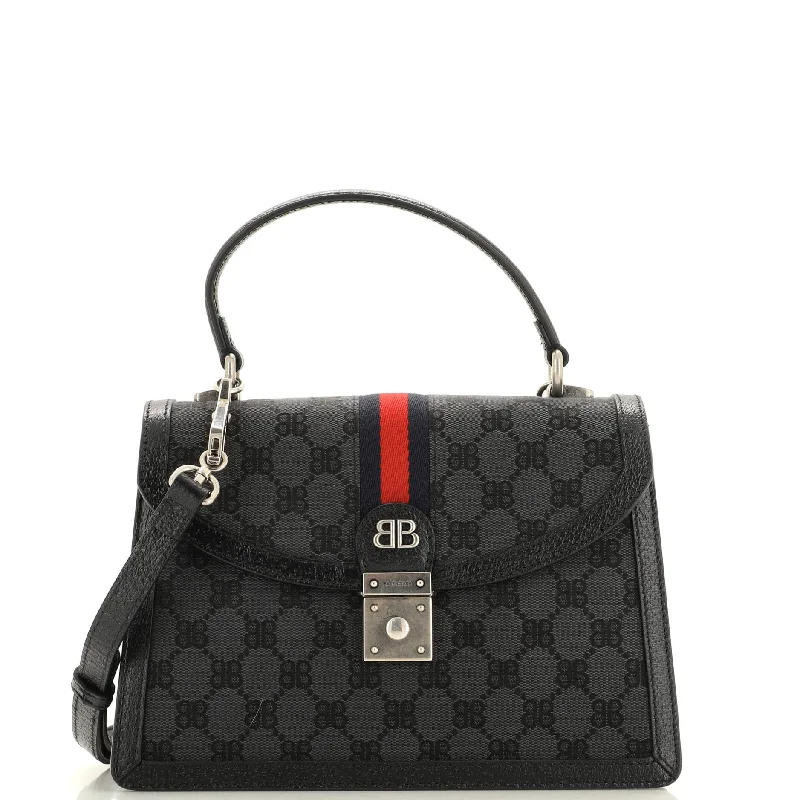 Embroidered Denim Shoulder Bag in Blue for a Vintage Vibex Gucci The Hacker Project Top Handle Bag BB Canvas Small Embroidered Denim Shoulder Bag in Blue for a Vintage Vibex Gucci The Hacker Project Top Handle Bag BB Canvas Small