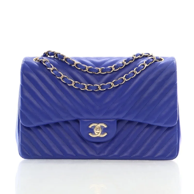 Waterproof Nylon Crossbody Bag in Navy Blue for Outdoor Hiking TripsChanel Chevron Classic Jumbo Flap Blue Lambskin