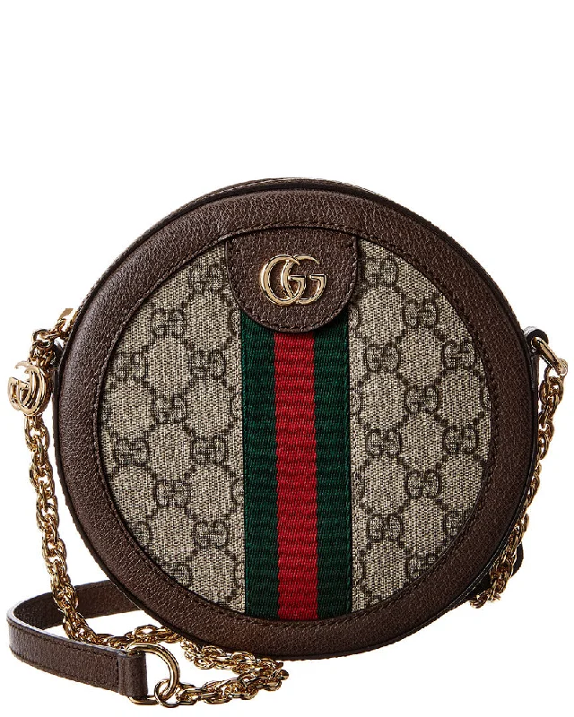 Metallic Crossbody Bag in Silver for New Year's Eve and Special CelebrationsGucci Ophidia Mini Round GG Supreme Canvas & Leather Crossbody