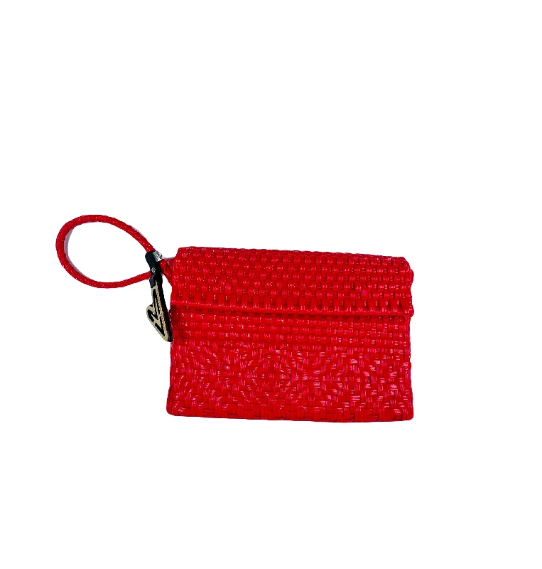Geometric - Patterned PVC Evening Bag in Multicolor for Trendy Nights OutMaria Victoria | Red CA | Upcycled, Handwoven, Wristlet