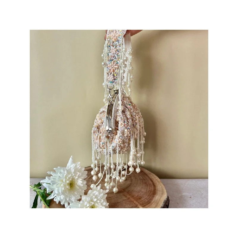 Women's Monogrammed Leather Clutch in Tan for Personalized StyleNayaab by Sonia Off-White Sequin Enchantment Clutch for Women