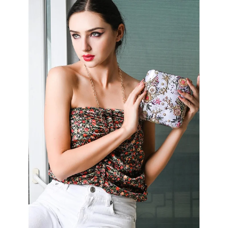 Women's Lizard - Print Clutch in Brown for a Chic LookOdette Fresh Floral Print Clutch