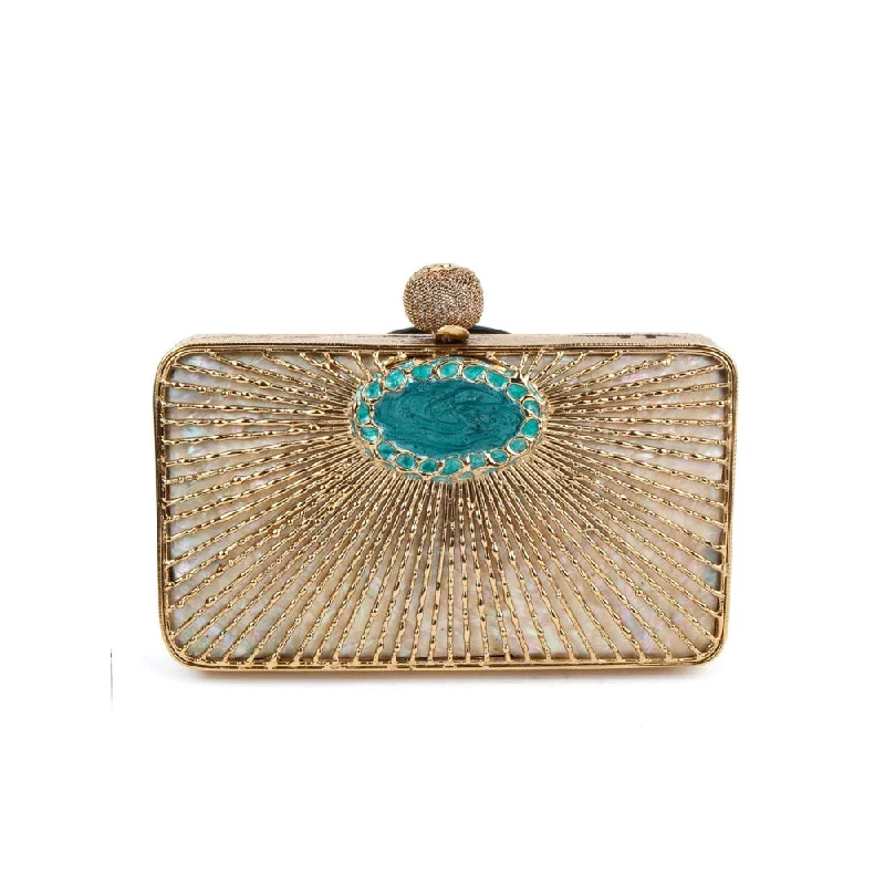 Large Sequin Clutch in Gold for Red - Carpet EventsOdette Gold Detailing Clutch
