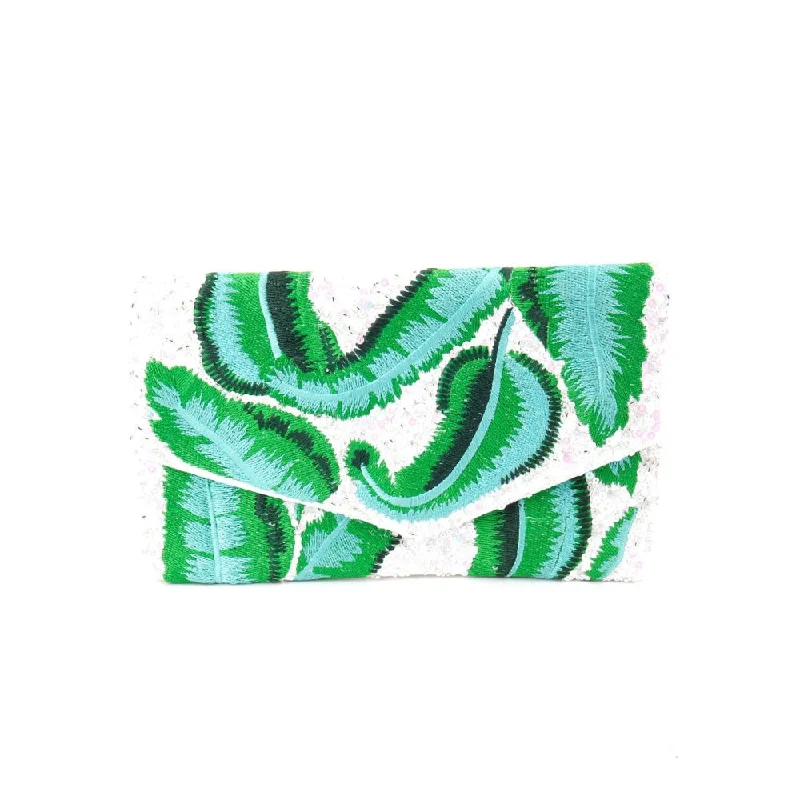 Floral - Printed Satin Clutch in Pink for Spring GalasOdette Green Printed Clutch