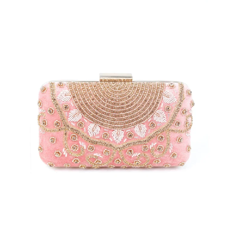 Quilted Leather Evening Bag in Gray for Sophisticated EventsOdette Pink Embellished Clutch