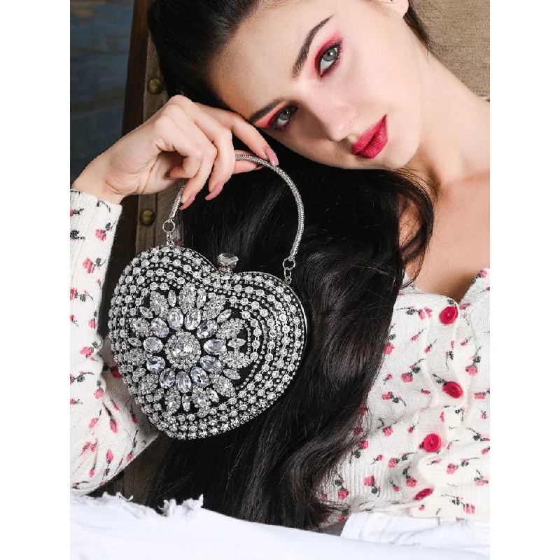 Snake - Skin Effect Clutch in Green for Exotic PartiesOdette Sweetheart Crystal Clutch Bag