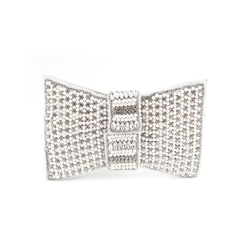 Mirrored Clutch in Silver for Futuristic - Themed GatheringsOdette White Embellished Clutch Mirrored Clutch in Silver for Futuristic - Themed GatheringsOdette White Embellished Clutch