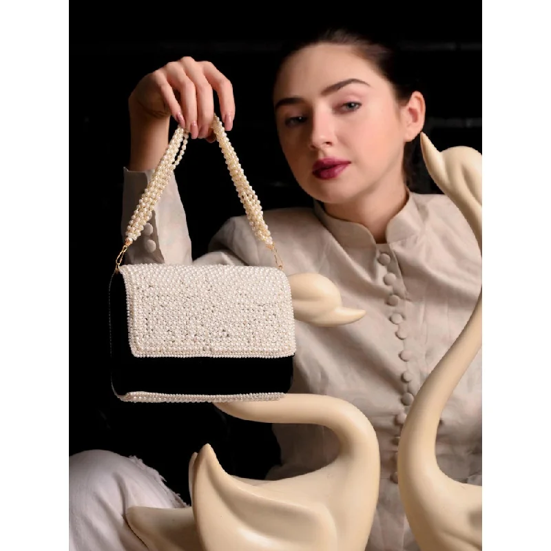Pearl - Embellished Clutch in Cream for Bridal ShowersOdette White Pearl Embellished Clutch
