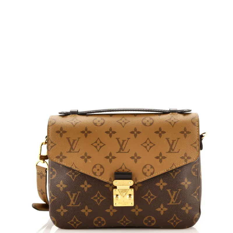 Women's Small Leather Crossbody Bag in Black with Gold Hardware for Evening PartiesPochette Metis Reverse Monogram Canvas