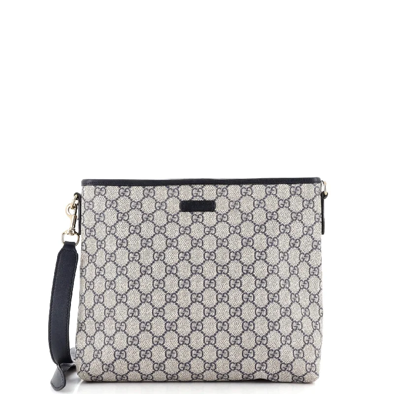 Leather - Trimmed Denim Crossbody Bag in Blue for a Vintage - Inspired LookZip Top Messenger Bag GG Coated Canvas Medium